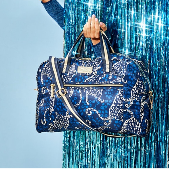 Lilly Pulitzer Beale Weekender Bag in Low Tide Navy Easy To Spot NWT - Picture 7 of 9